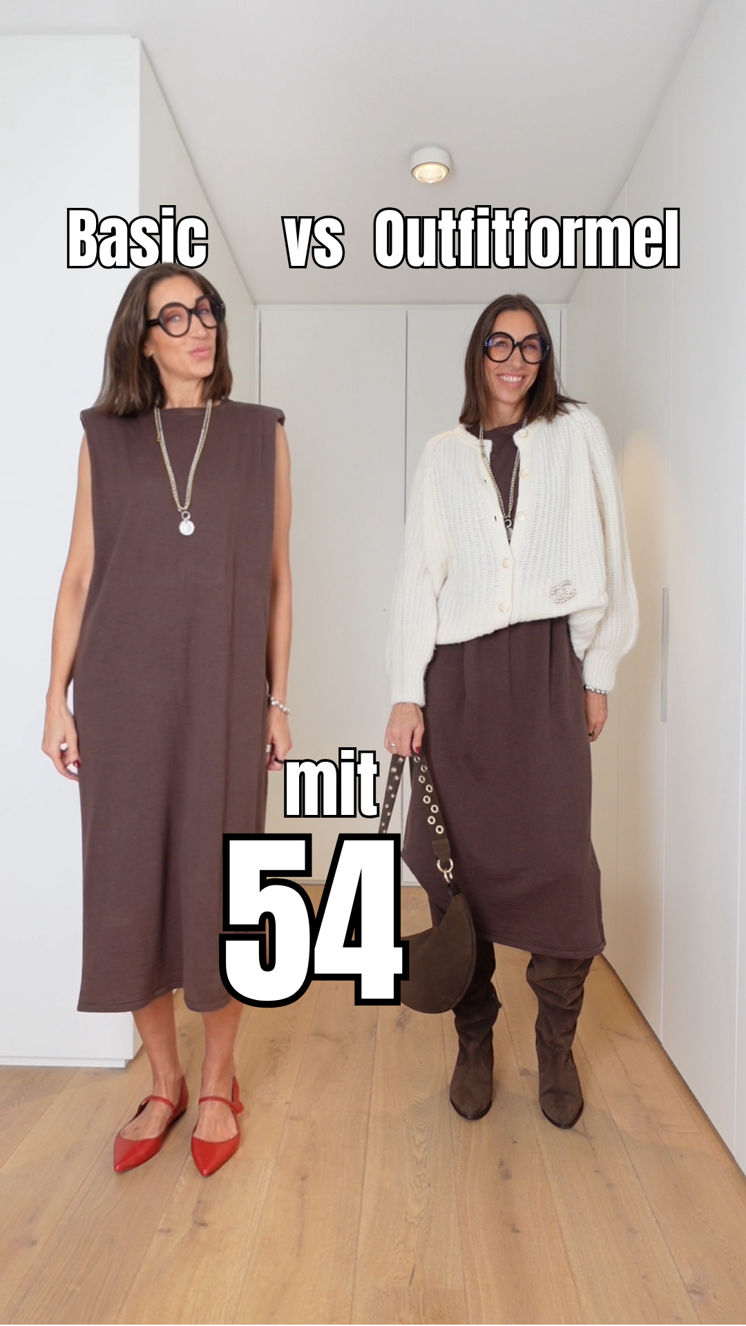 Styling-Video: Outfitformel Kleid + Strick + Boots mit Broschen-Trick für die Taille